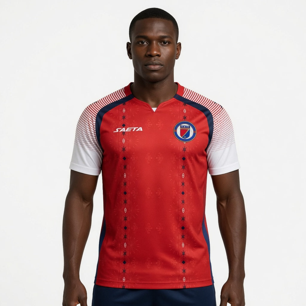 Haiti National Team 2026 Red Alternate Jersey on Mannequin