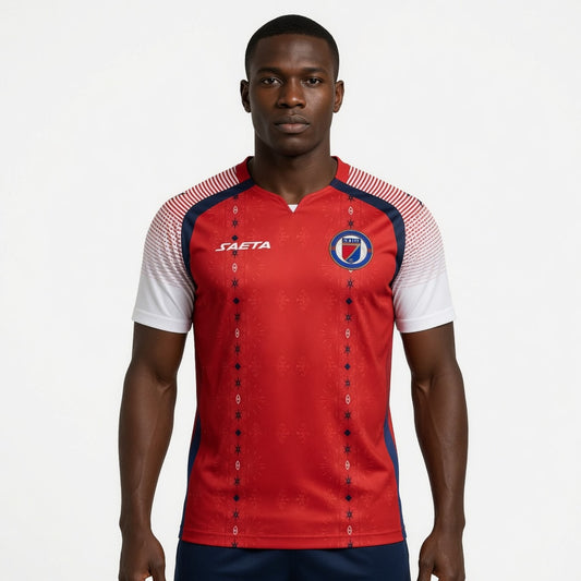 Haiti National Team 2026 Red Alternate Jersey on Mannequin